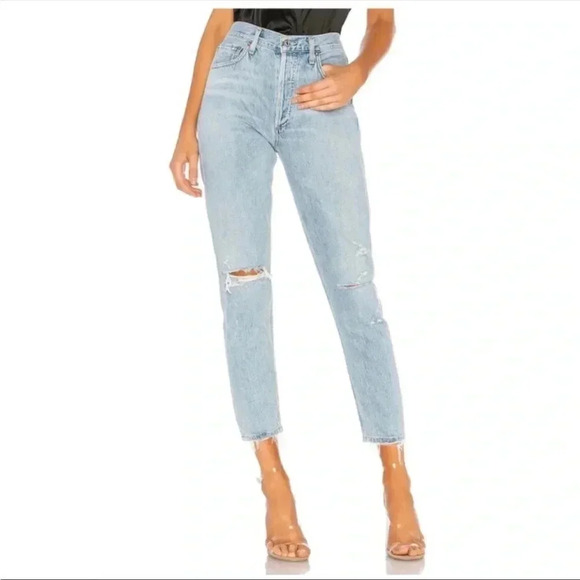 AGOLDE Jamie High Rise Distressed Jeans Shakedown Wash Denim Button Fly Size 26 - Picture 11 of 11